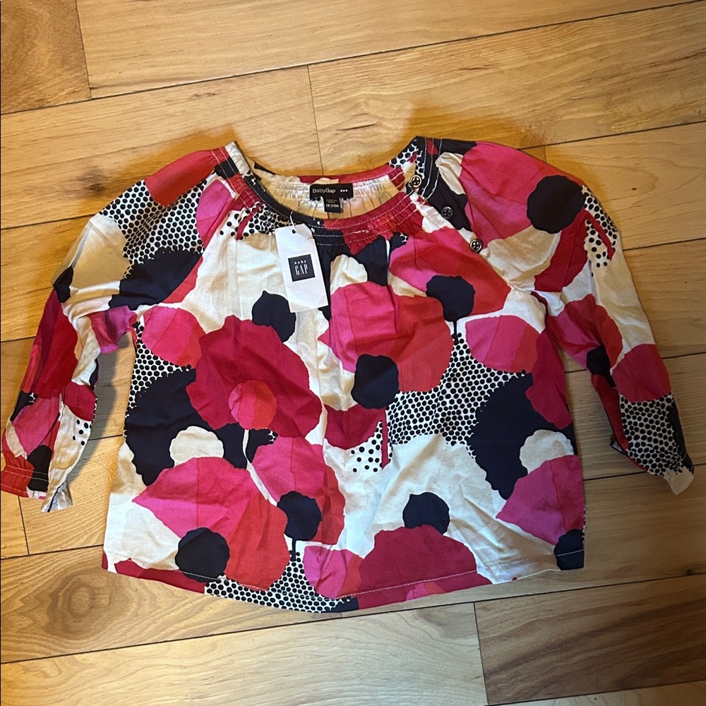 GAP Kids Red and Pink Floral Blouse
